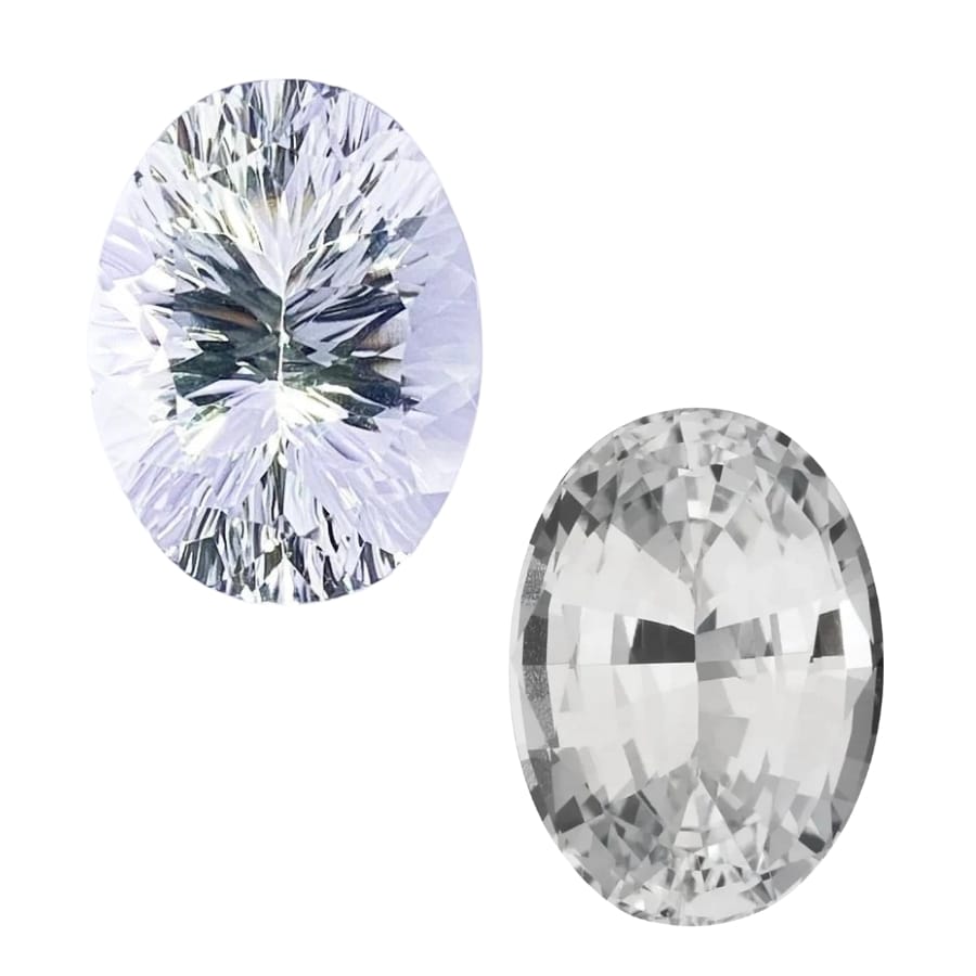 Elegant white topaz oval gem and white sapphire oval gem