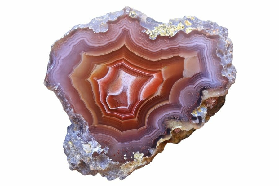 agate with red, orange, and lavender bands
