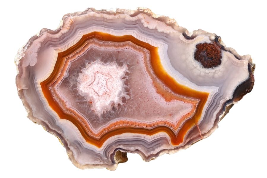 agate with white, orange, and red bands