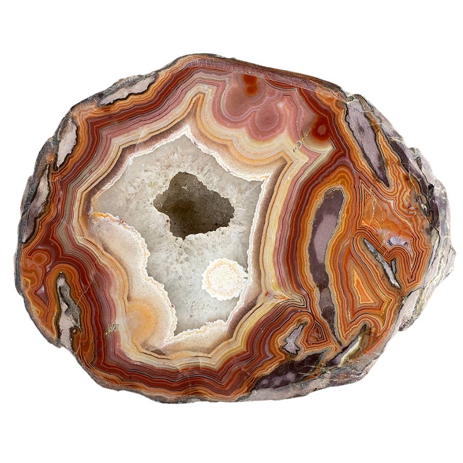 agate with red, orange, and white bands