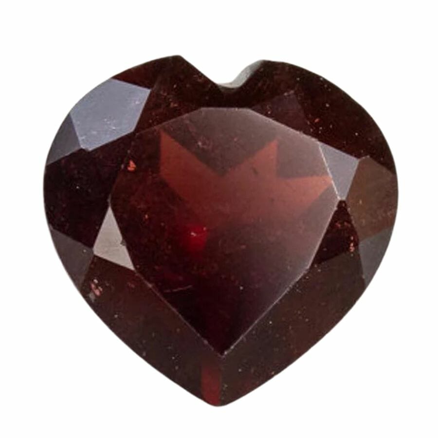 heart-shaped deep red almandine garnet