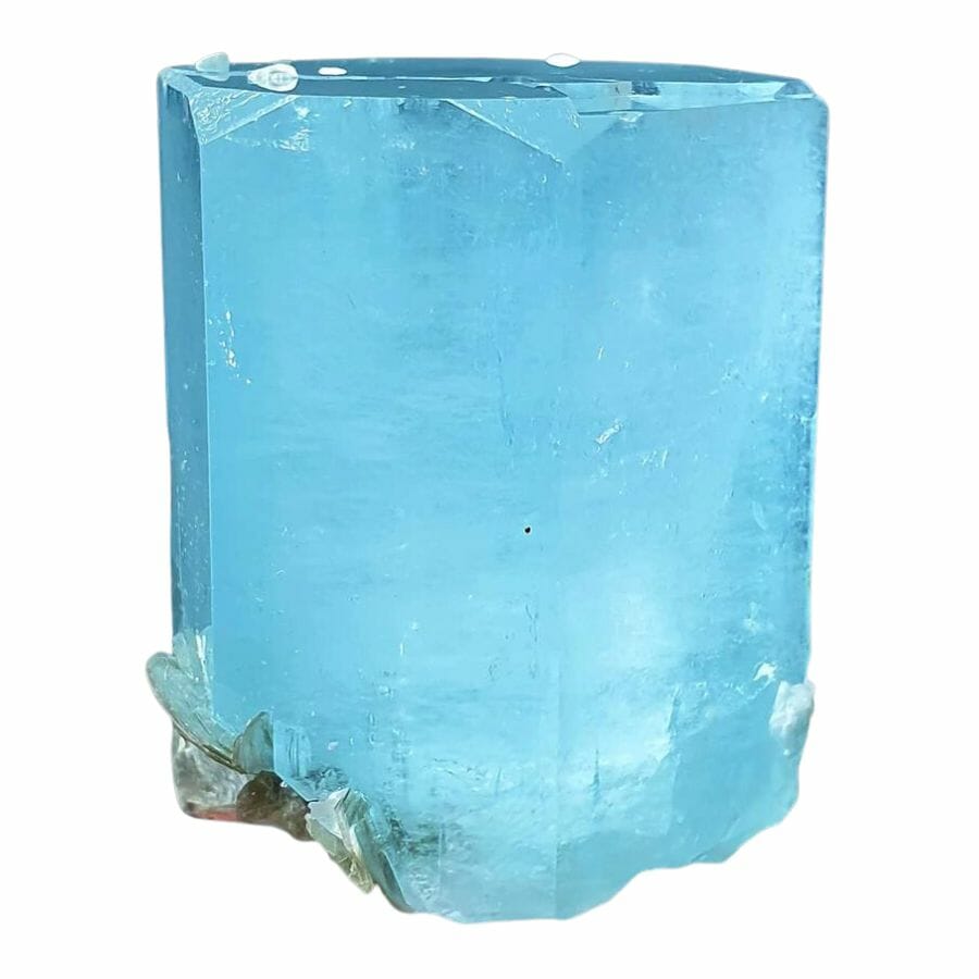 bright sky blue six-sided aquamarine crystal