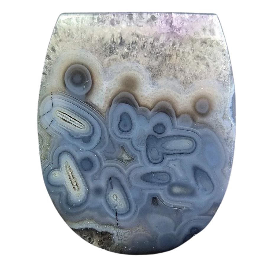 banded agate cabochon with white and blue bands