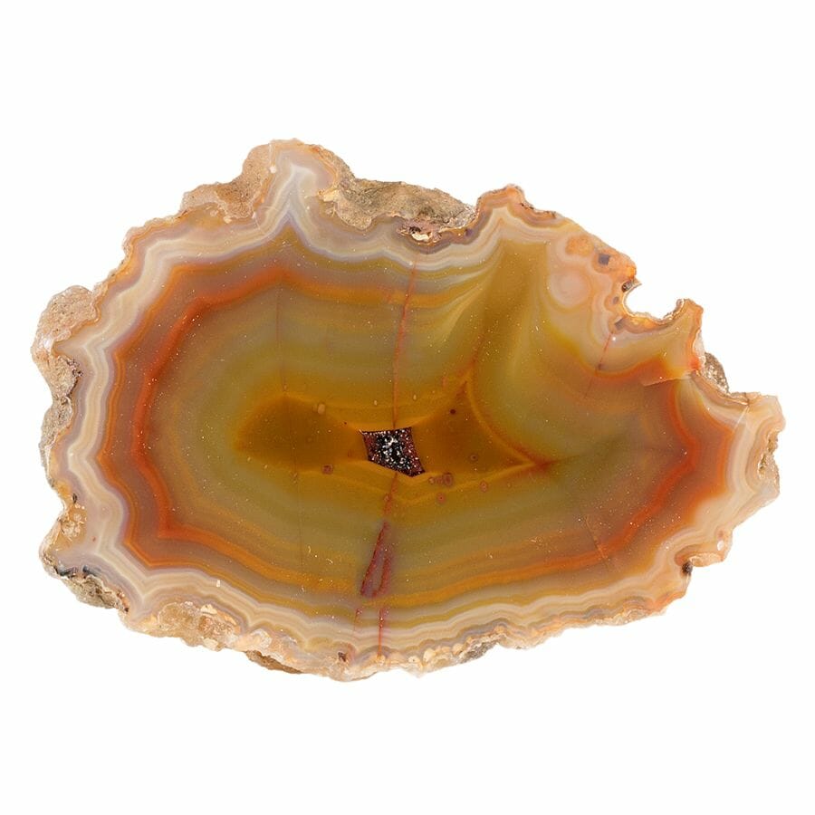 banded agate with orange, yellow, and white bands