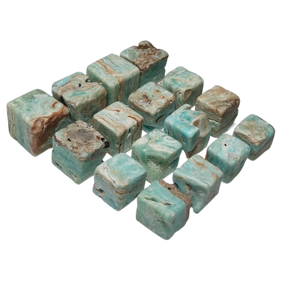 16 blue aragonite cubes