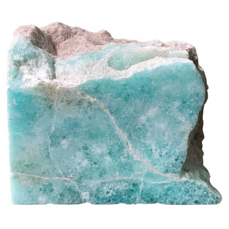 blue aragonite on a rock