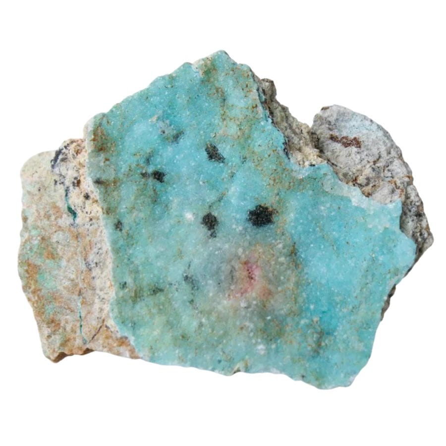 pale blue druzy chrysocolla on a rock