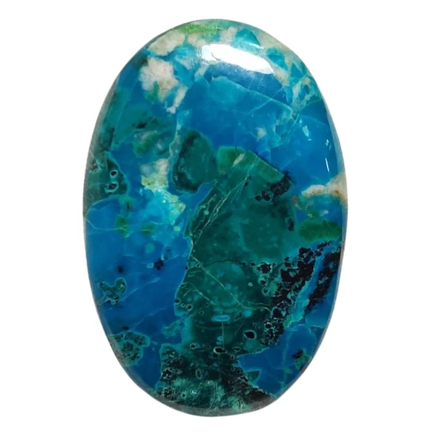 green and blue oval chrysocolla cabochon
