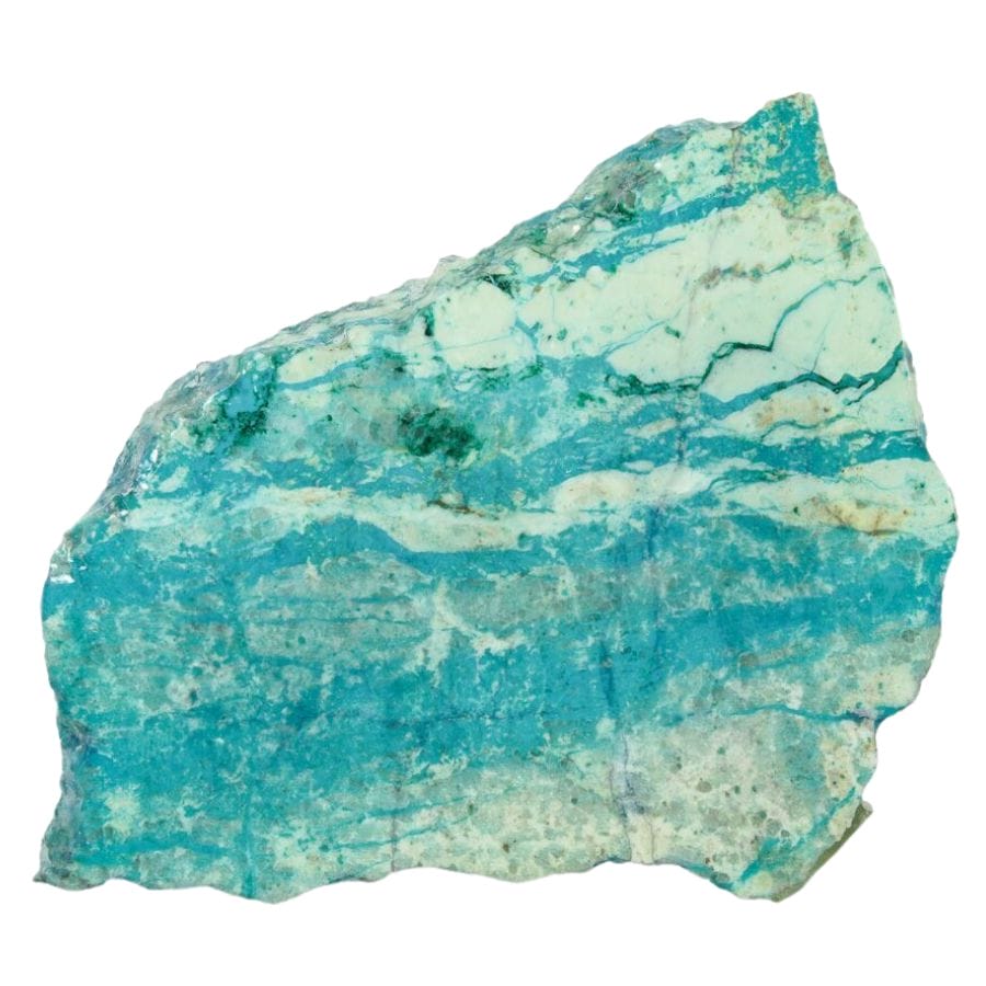 chrysocolla slab with sky blue and white streaks