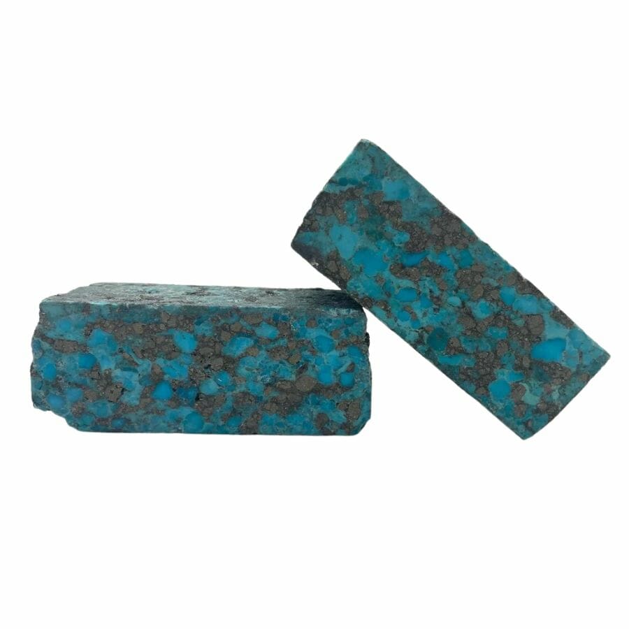 two blocks of composite turquoise