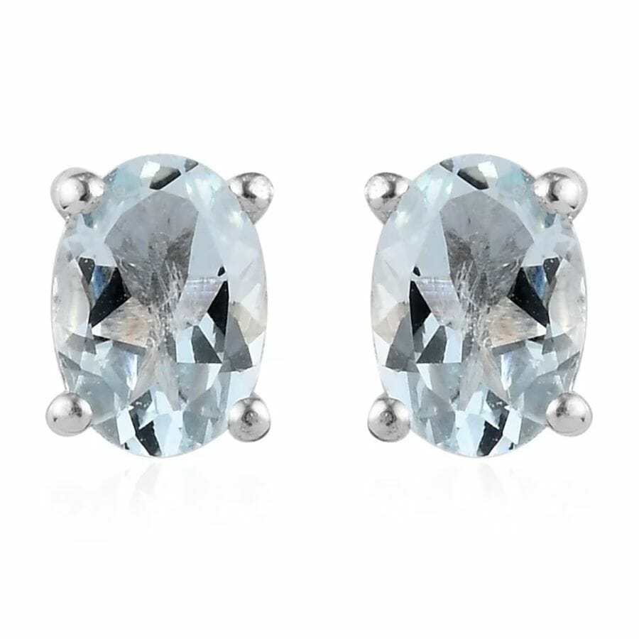 two oval cut Espirito Santo aquamarine earrings