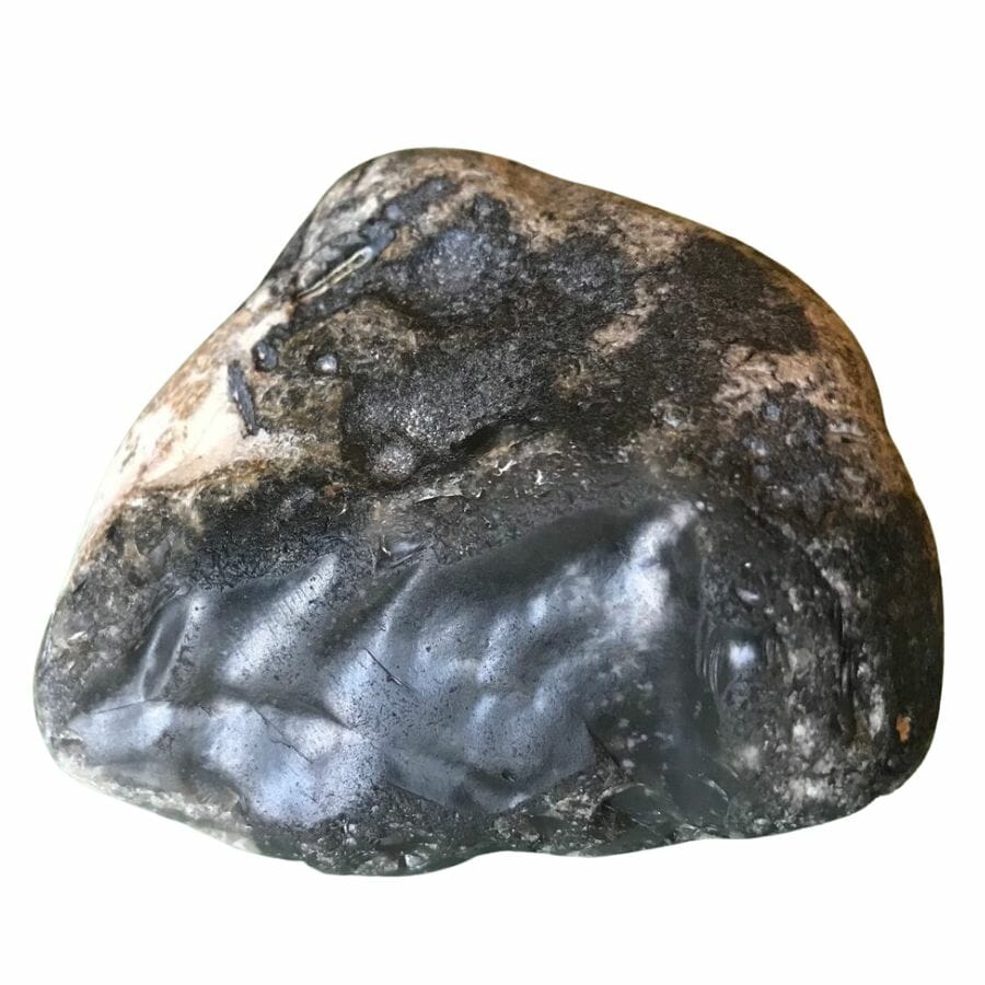 broken flint nodule with black core