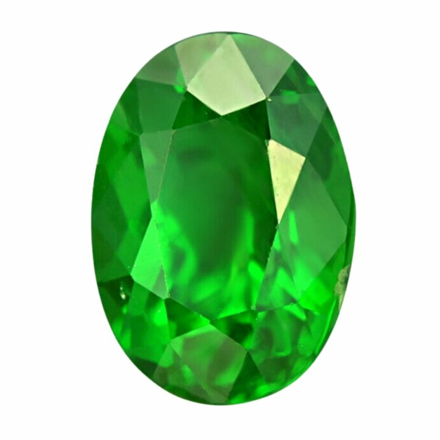 bright green oval cut grossular tsavorite garnet