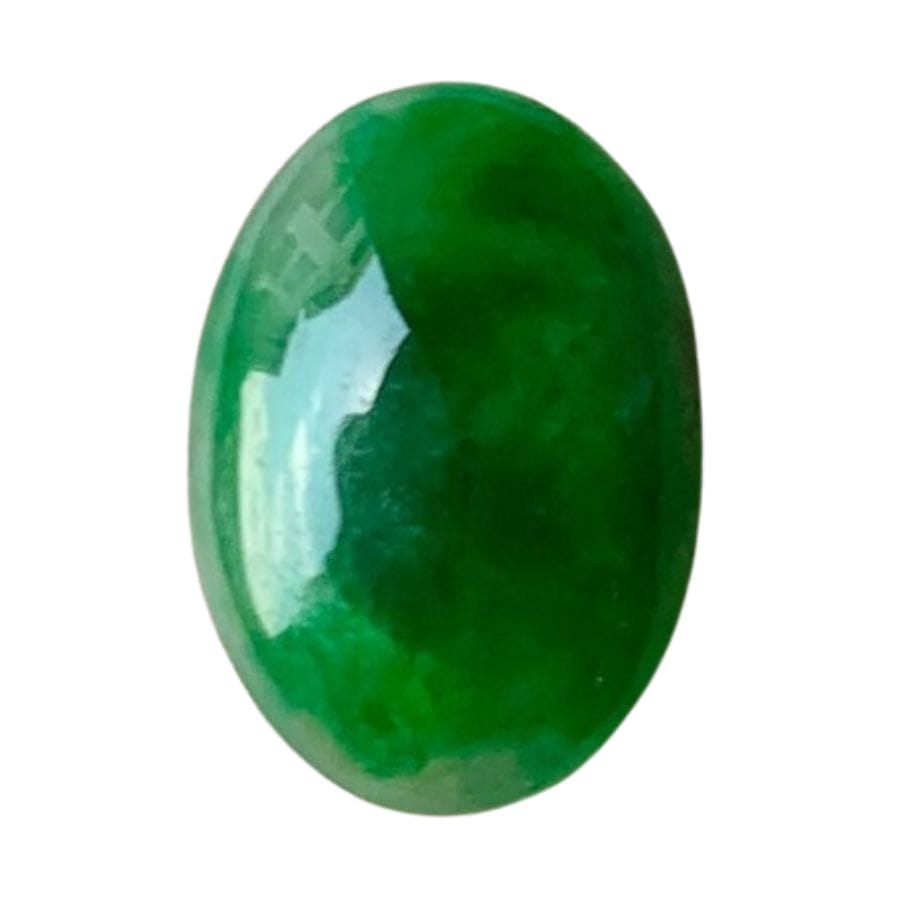 polished green oval jade cabochon