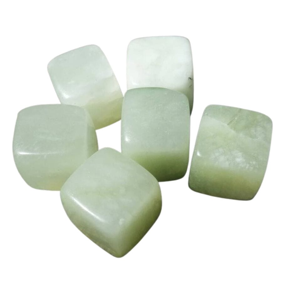 polished pale green jade cubes