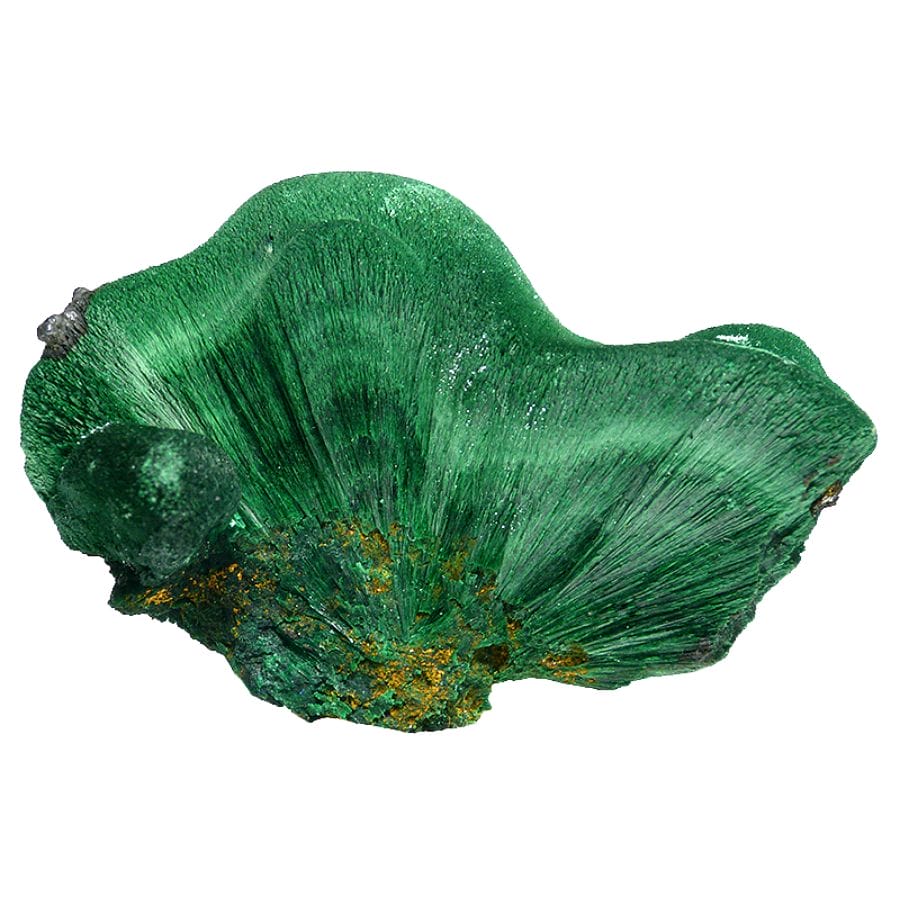raw fibrous green malachite crystal