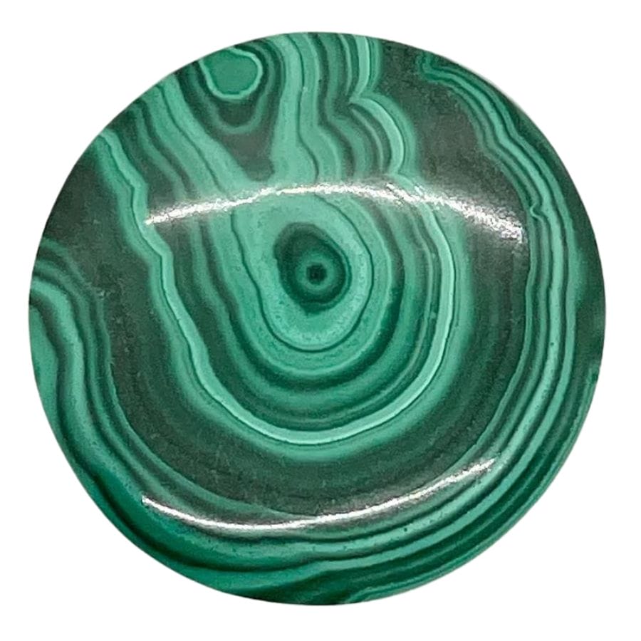 round malachite cabochon with green bands