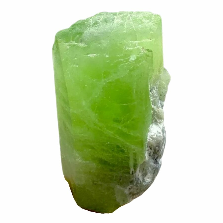 bright green rough peridot crystal