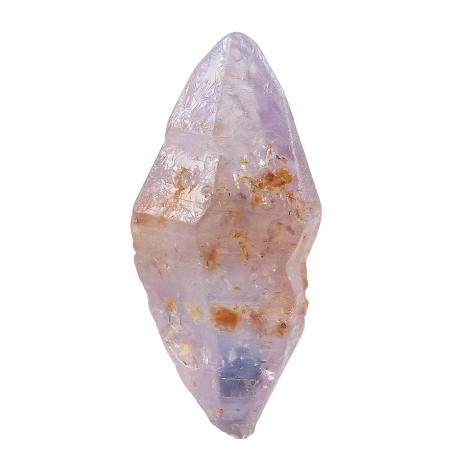 rough pale purple sapphire crystal with terminated points