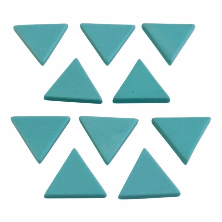 several triangular sky-blue reconstituted turquoise cabochons