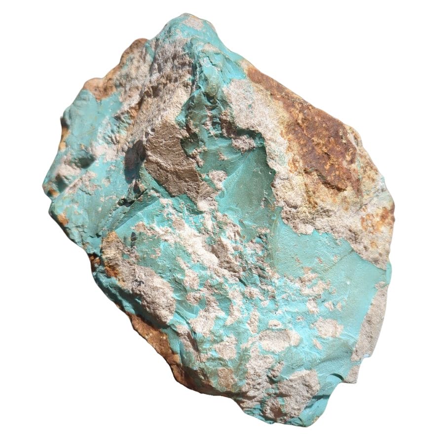 rough pale blue turquoise with brown rock crust