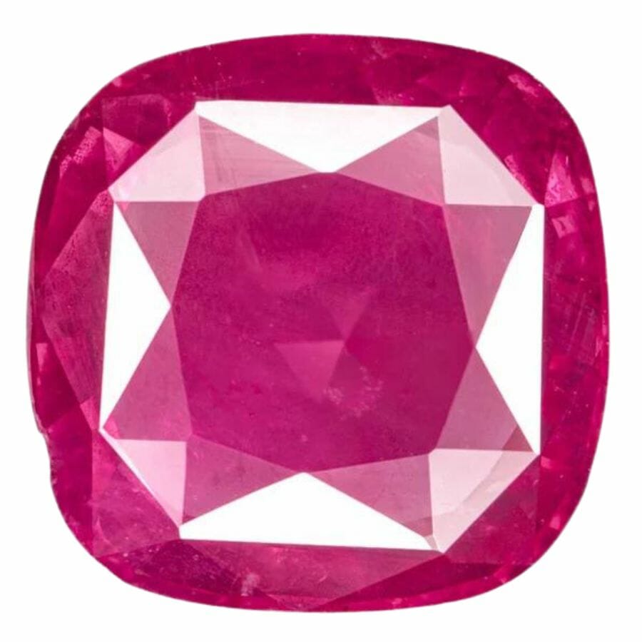 cushion cut pinkish red Vietnamese ruby