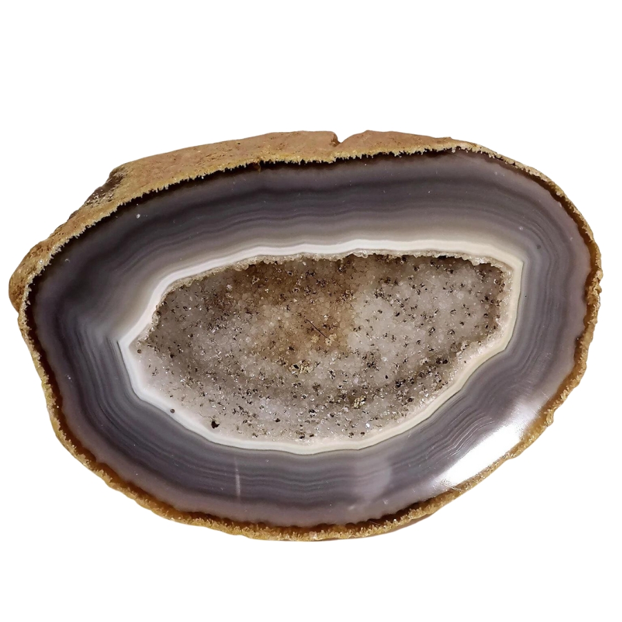 A mesmerizing agate specimen with gray gradient bands