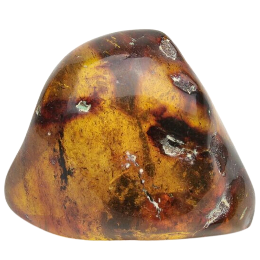 A beautiful amber tumbled and polished gemstone