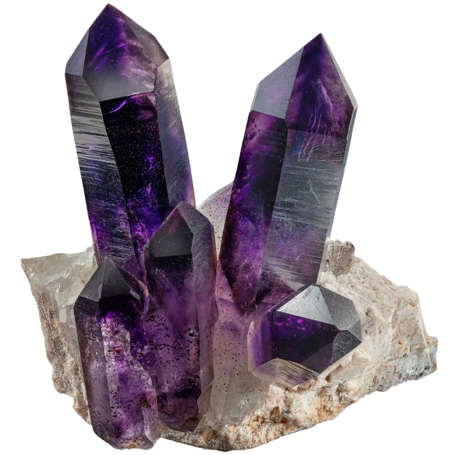 Excellent deep purple amethyst crystals