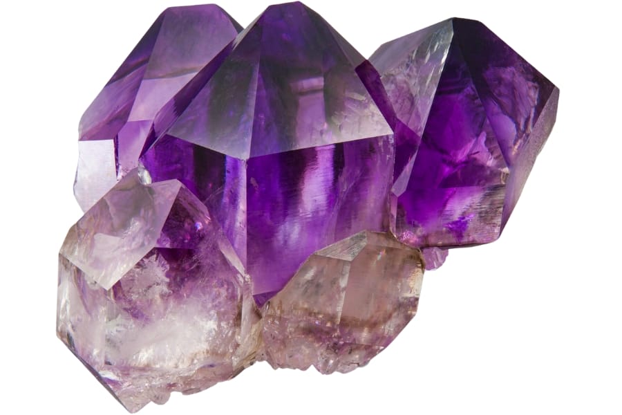 An amazing cluster of deep purple amethyst crystals