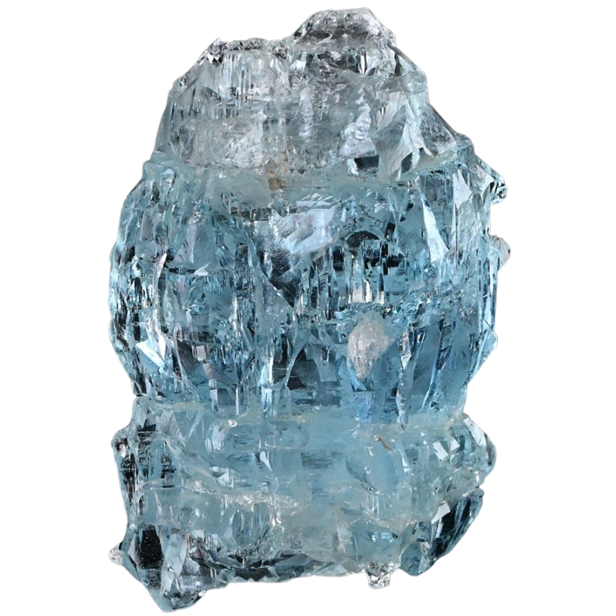 A mesmerizing aquamarine rough specimen with a distinct formation