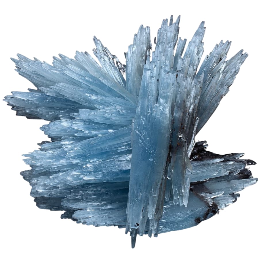 A fascinating formation of the spiky blue barite crystals