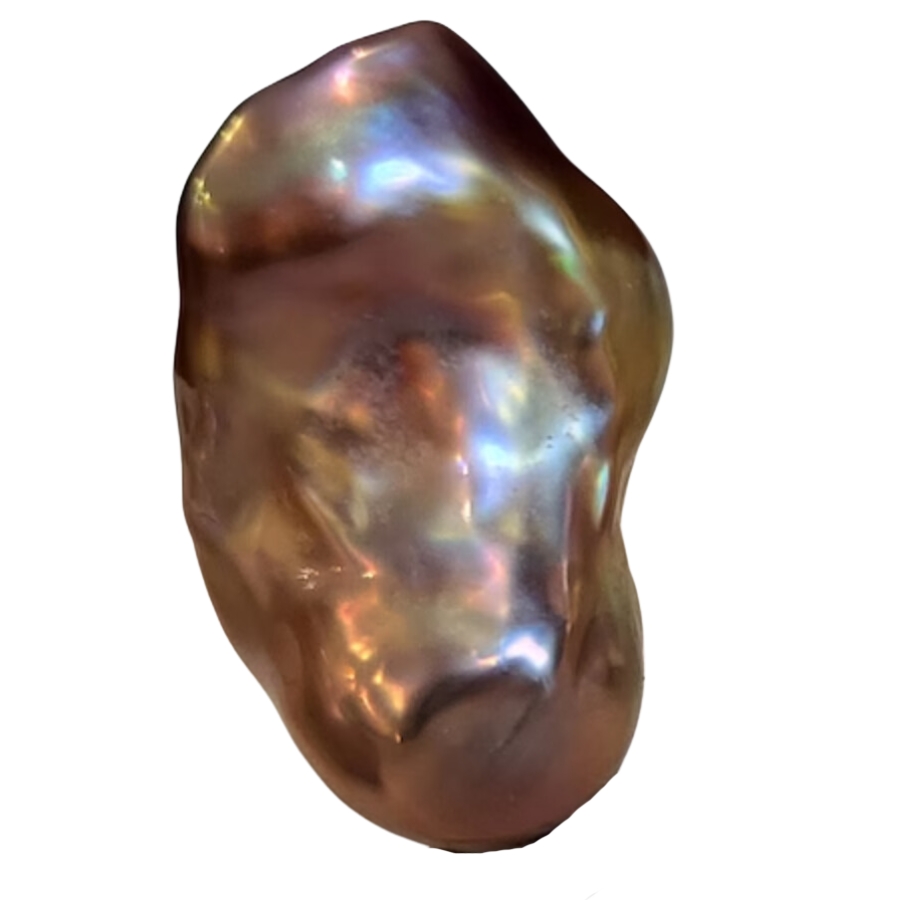 An elegant real baroque pearl with a brown color