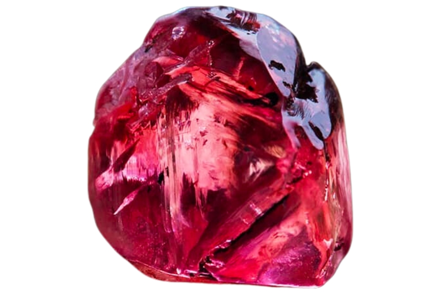A stunning raw red diamond