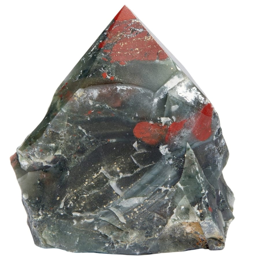 A gorgeous distinct bloodstone gemstone with a pointy end