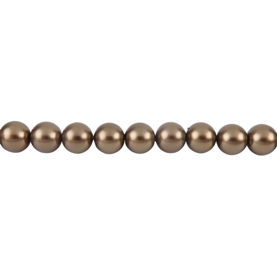 A string of uniform brown shell pearls