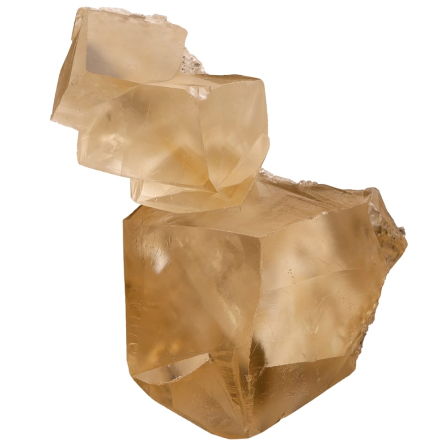 A raw and natural gemy yellowish-brown calcite specimen