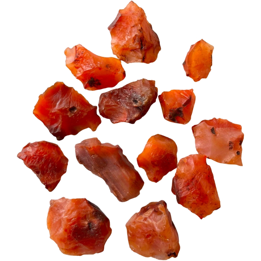 Pieces of rough orange carnelian