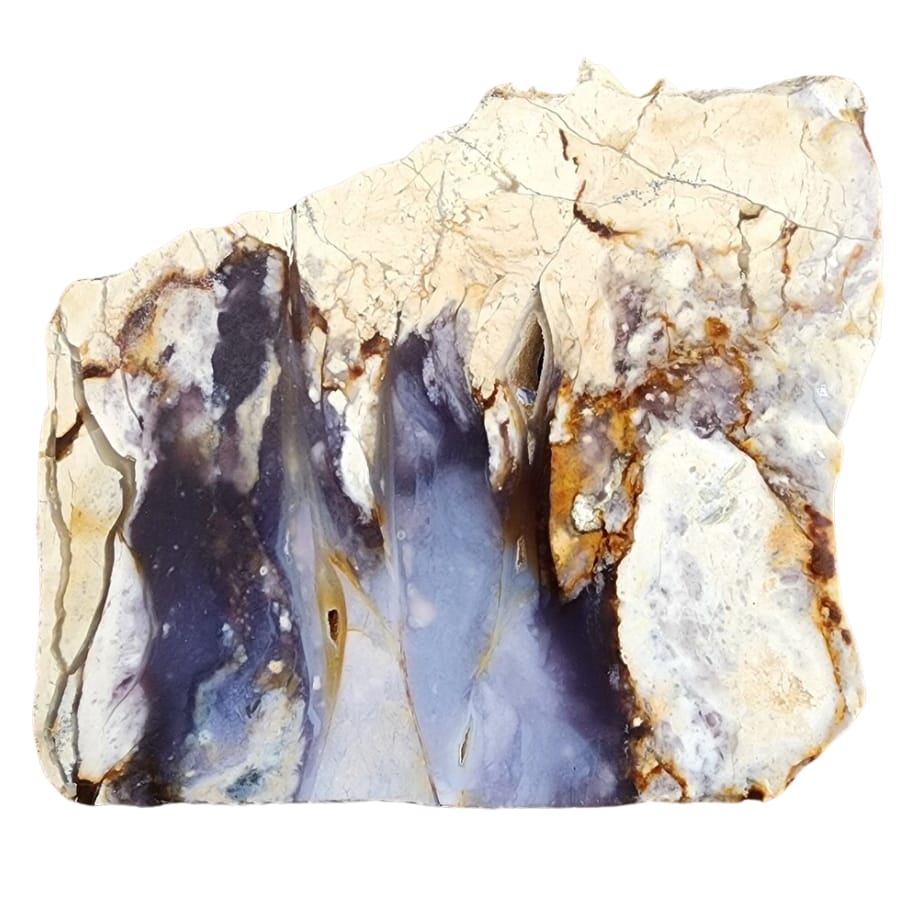 A unique chalcedony mineral with different blue hues