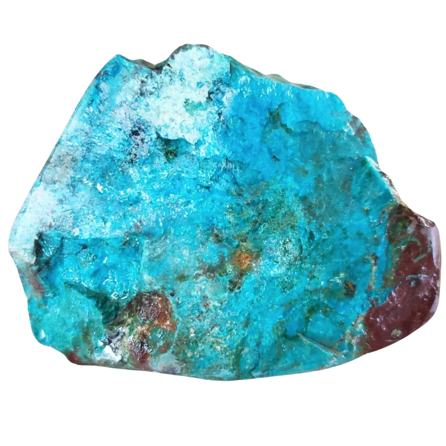 A vibrant blue green raw chrysocolla mineral