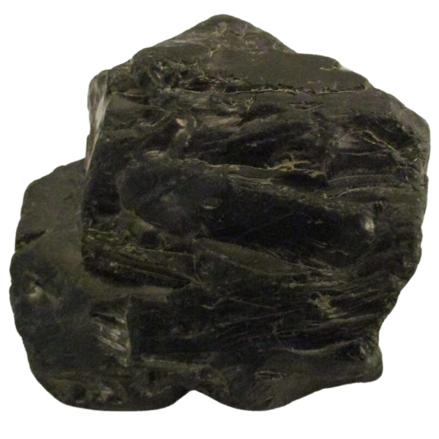 A piece of black coal with an intriguing surface pattern