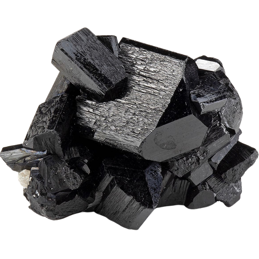 A fine grouping of lustrous black tourmaline with very little attached matrix