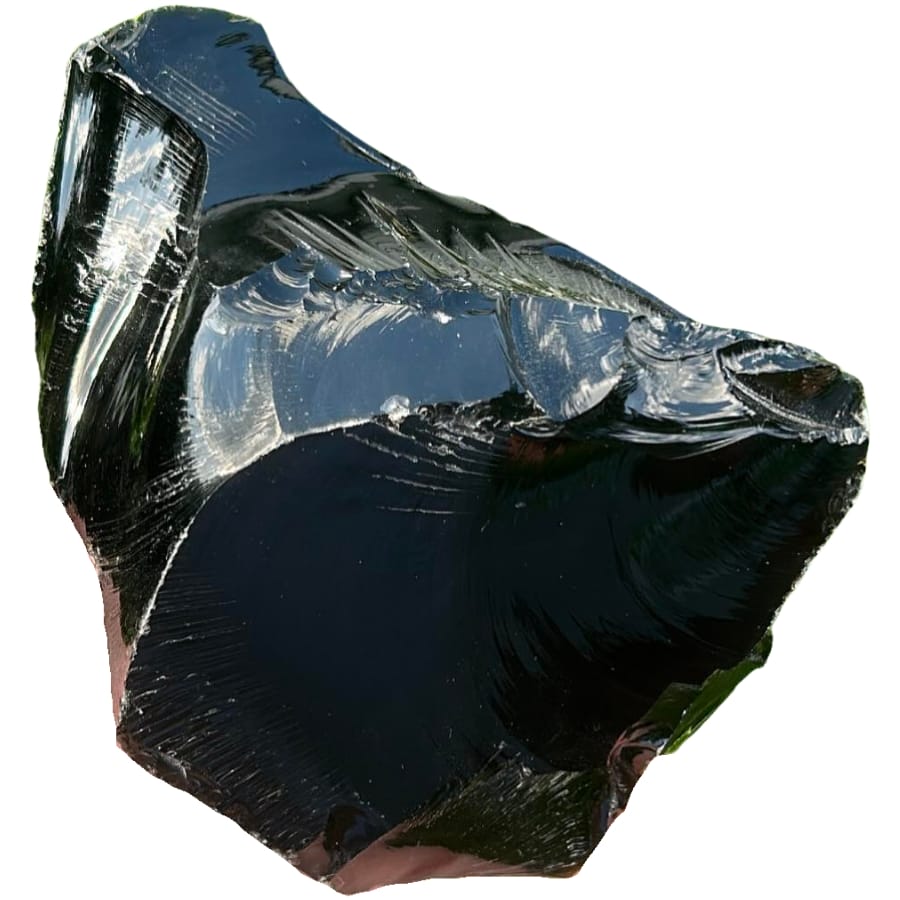 Massive piece of raw black obsidian