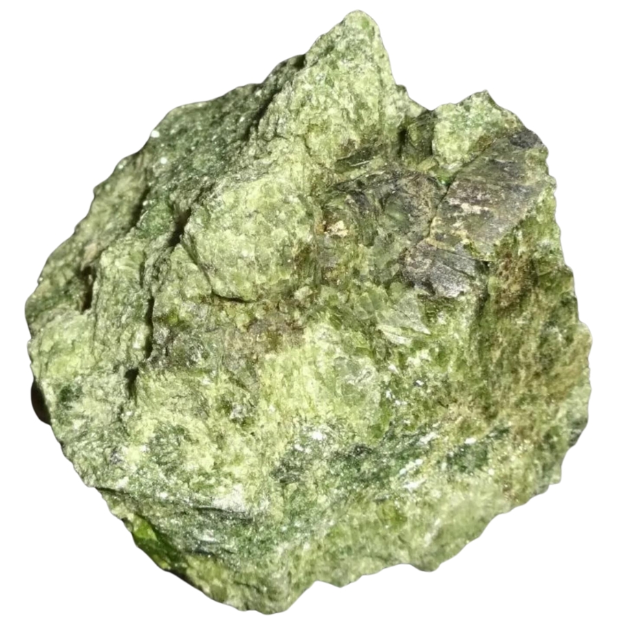 A bright green natural diopside formation