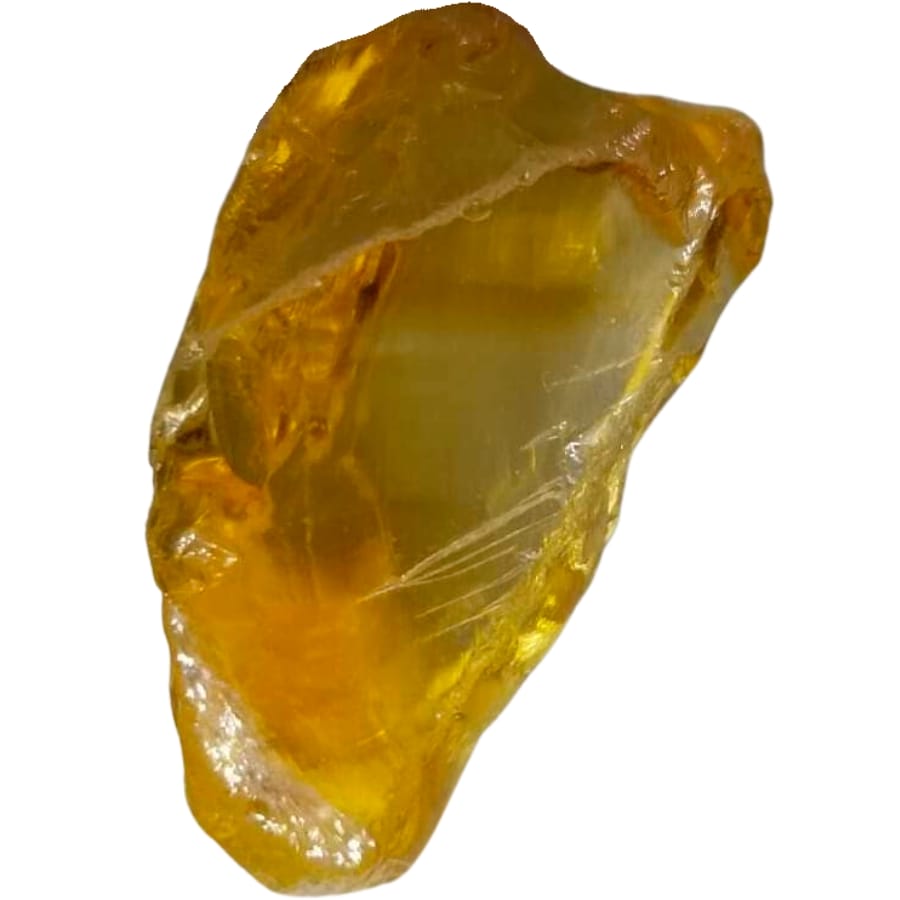 A rough citrine with a deep yellow hue