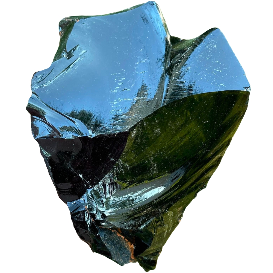 A reflective raw obsidian