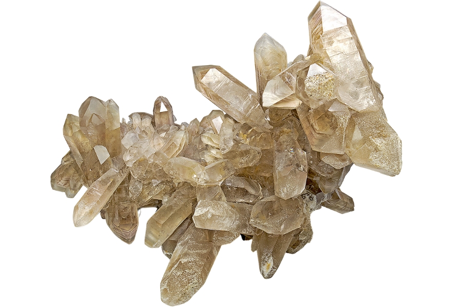A wonderful large cluster of glassy quartz crystals