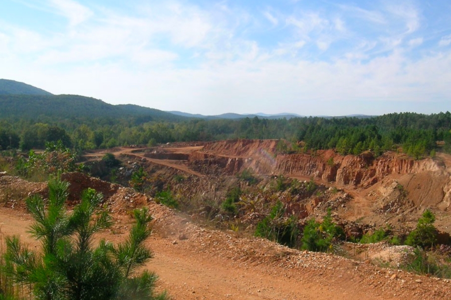 A look at the rock formations and surrounding at one of the mines in Garland County