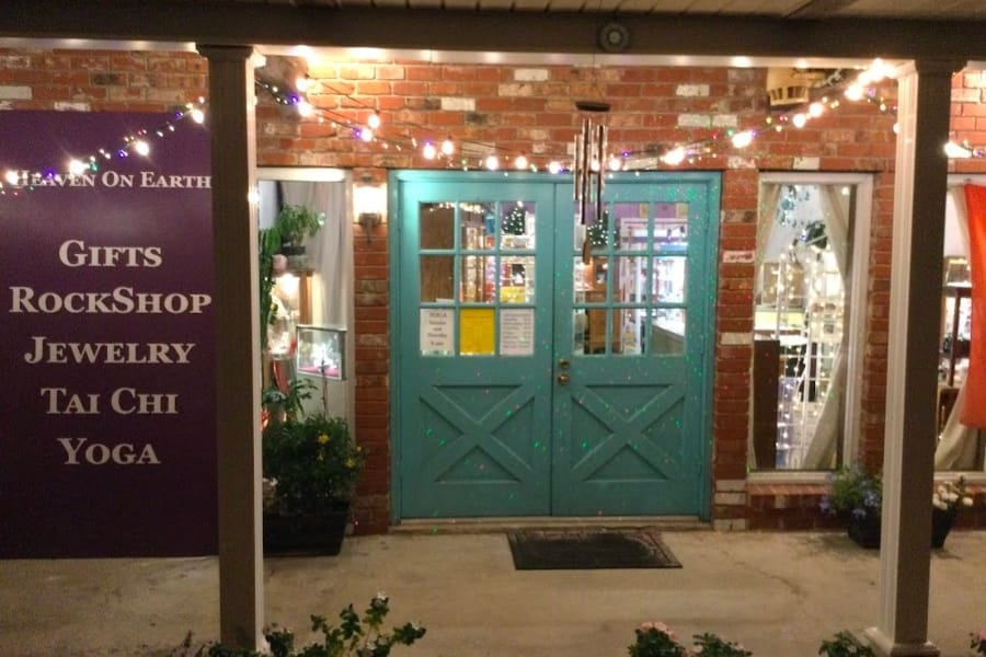 A look at the front store window and door of the Heaven On Earth Rockshop