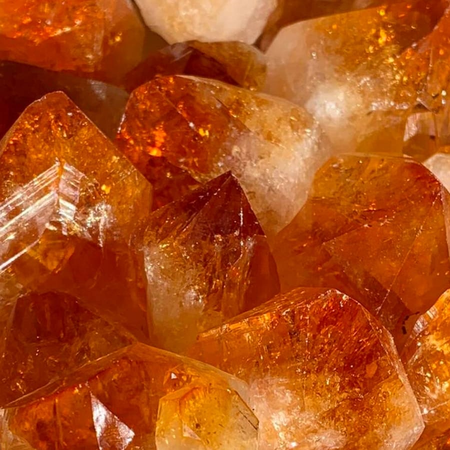 Pieces of raw orange citrine points 